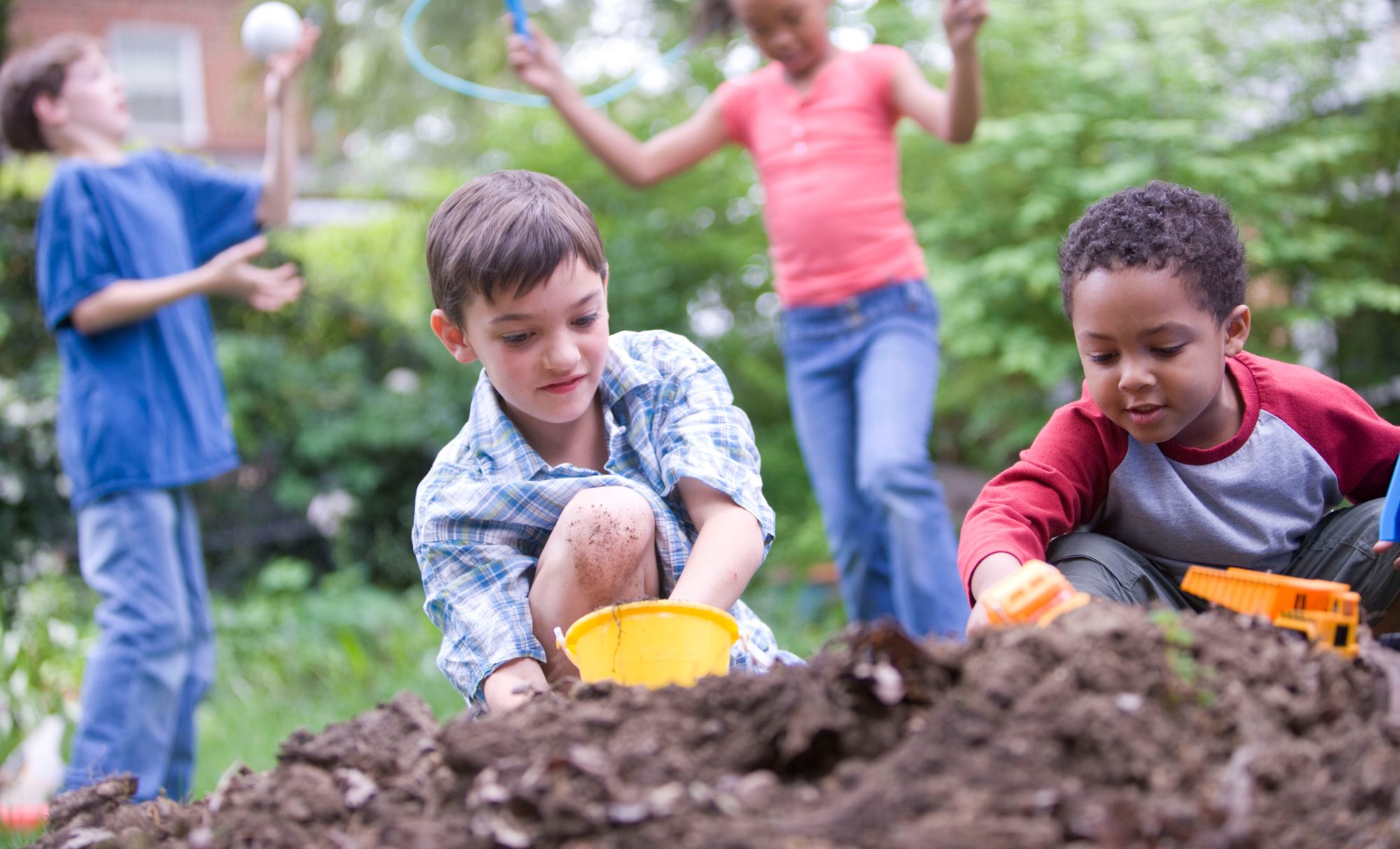 Children playing in the backyard